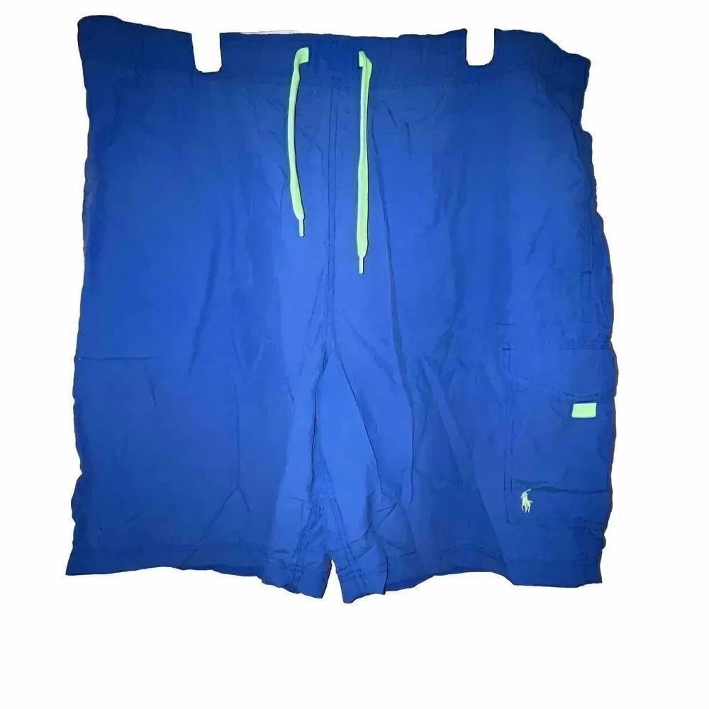 Polo By Ralph Lauren Swim Trunks Shorts Mens Sz L Royal Blue Cargo Pocket Lined